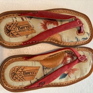 Born Red and Tan Floral Sandals